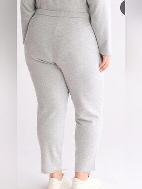 Eileen Fisher Light Gray Knit Tapered Lounge Pants